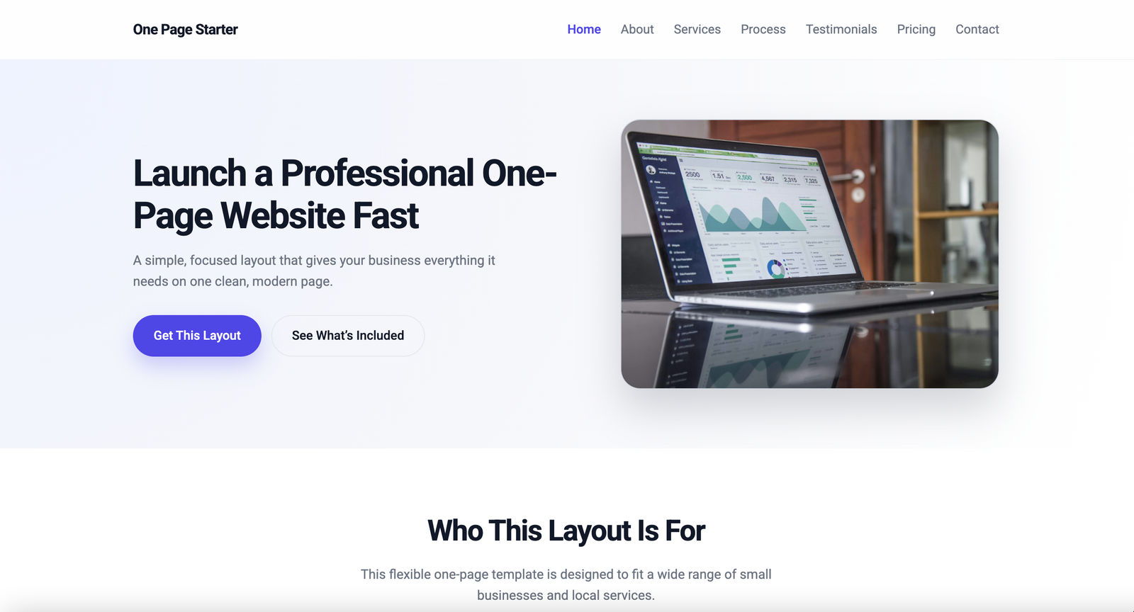 One Page Starter Template Preview